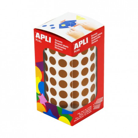 Rollo gomets redondos apli 10.5mm marrón