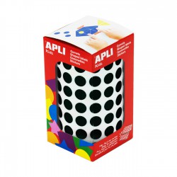 Rollo gomets redondos apli 10.5 mm negro
