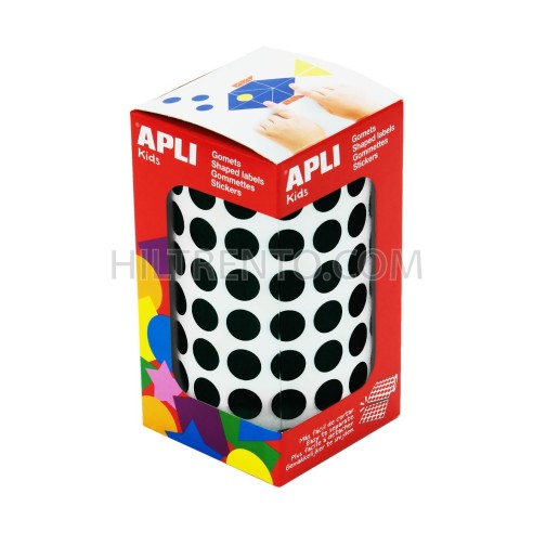 Rollo gomets redondos apli 10.5 mm negro