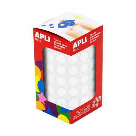 Rollo gomets redondos apli 10.5 mm blanco