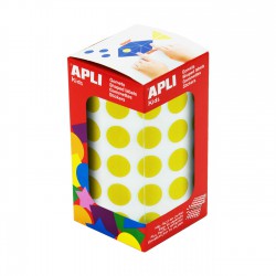 Rollo gomets redondos apli 15 mm amarillo