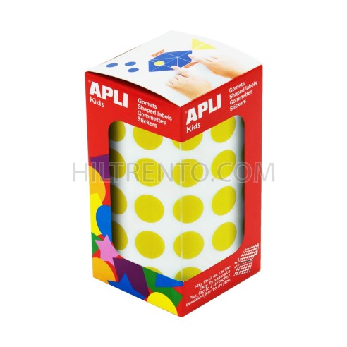 Rollo gomets redondos apli 15 mm amarillo