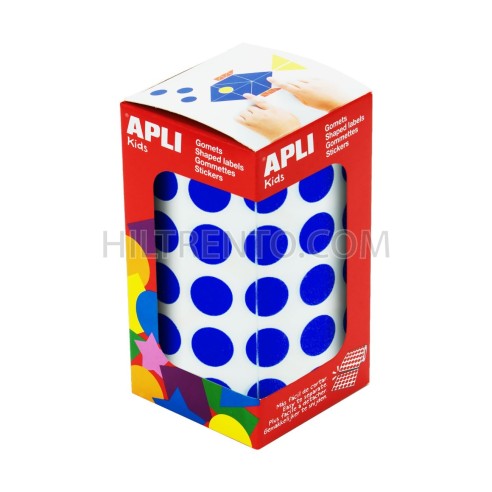 Rollo gomets redondos apli 15mm azul
