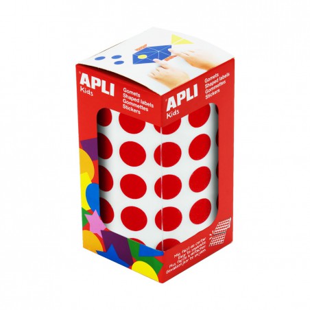 Rollo gomets redondos apli 15 mm rojo