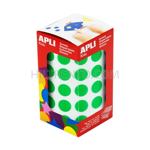 Rollo gomets redondos apli 15mm verde