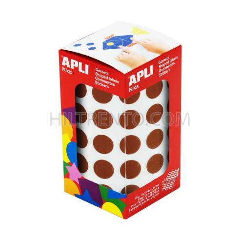 Rollo gomets redondos apli 15mm marrón