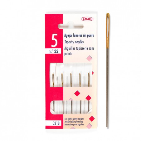 Agujas tapiceras ojo dorado 22/0 - Pack 5 uds