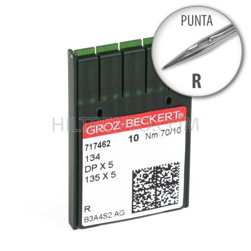 Aguja Groz-Beckert 134 70/10 Punta R - Pack 10 uds