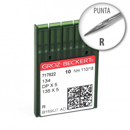 Agujas Groz-Beckert 134 80/12 punta R - Pack 10 uds