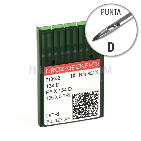 Aguja Groz-Beckert 134 80/12 Punta D - Pack 10 uds