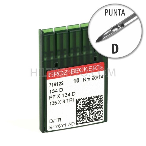 Aguja Groz-Beckert 134 90/14 Punta D - Pack 10 uds