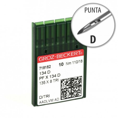 Aguja Groz-Beckert 134 110/18 Punta D - Pack 10 uds