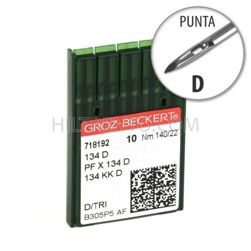 Aguja Groz-Beckert 134 140/22 Punta D - Pack 10 uds
