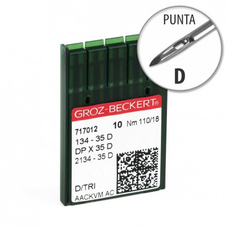 Aguja Groz-Beckert 134-35 110/18 Punta D - Pack 10 uds