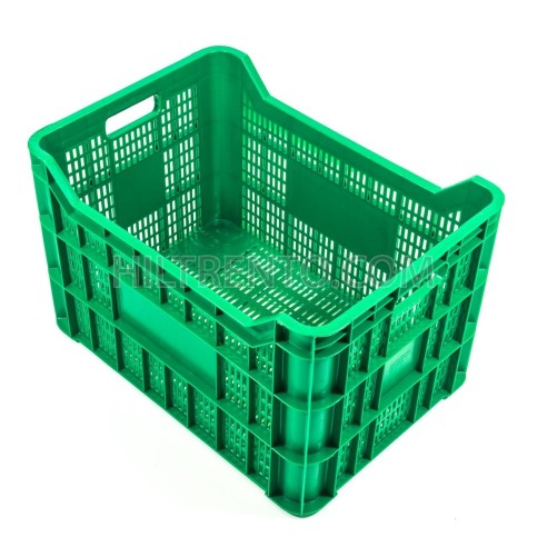 Cubeta apilable plástico verde 581x410x365 mm Ref.JC
