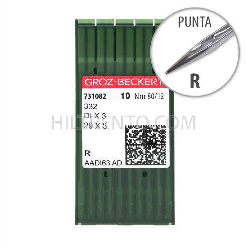 Aguja Groz-Beckert 332 80/12 Punta R - Pack 10 uds