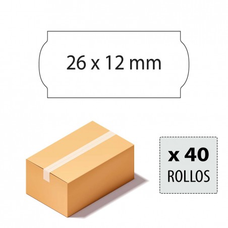 Caja etiquetas 26x12 blancas adhesivo permanente