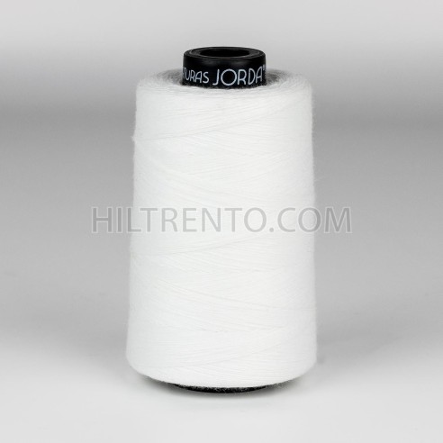Hilo poliéster 100% fibra cortada 20/4 blanco, coser sacos - Bobina 1000 mts