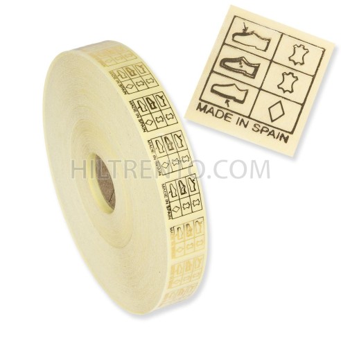 Pictogramas transparentes calzado made in spain  20x20 mm - Rollo 5000 unidades