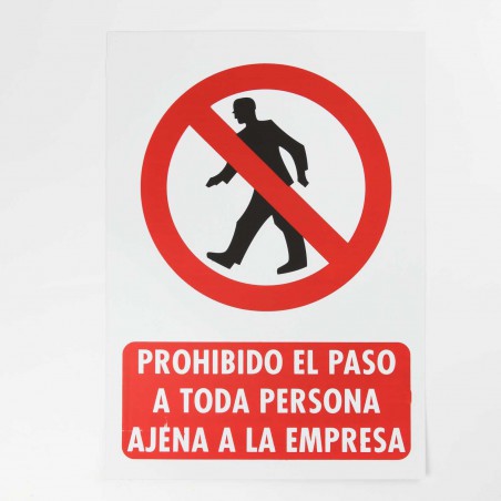 Señal "prohibido el paso a toda persona ajena a la empresa" 25x35 cm