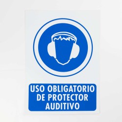 Señal "Uso obligatorio de protector auditivo" 25x35 cm