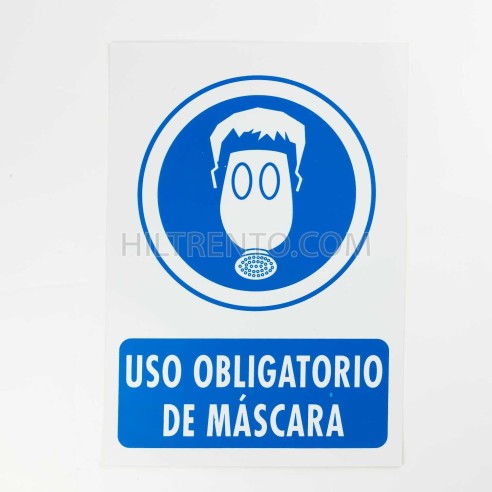 Señal "Uso obligatorio de máscara" 25x35 cm