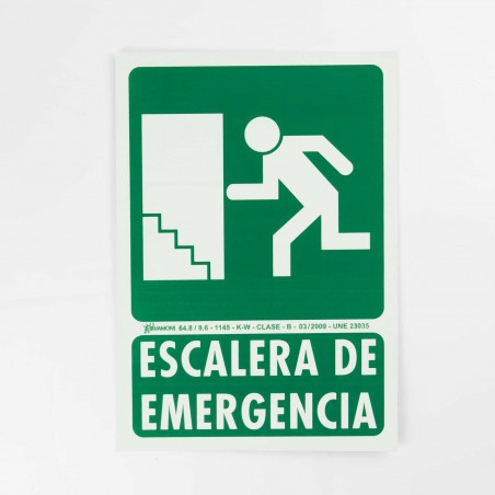 Cartel evacuación "escalera de emergencia" 21x29 cm A4