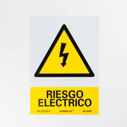 Cartel colgador "Riesgo eléctrico" 21x29 cm A4