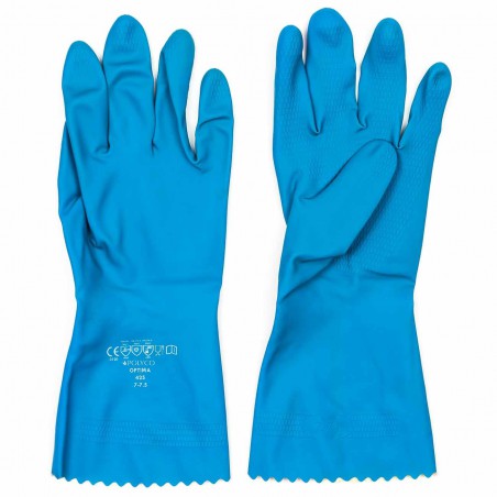 Guantes látex flockado en algodón Polyco Optima azul