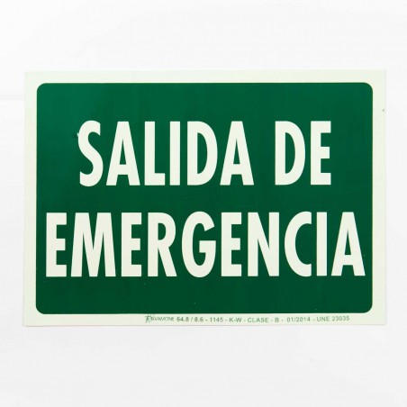 Cartel evacuación "salida de emergencia" 21x29 cm A4