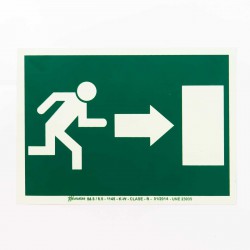 Cartel evacuación flecha derecha salida 21x29 cm A4