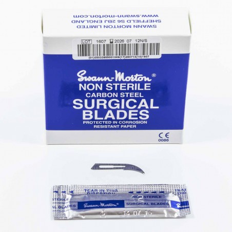 Cuchilla calar bisturí quirúrgico Nº12 Swann Morton - Pack 5 uds