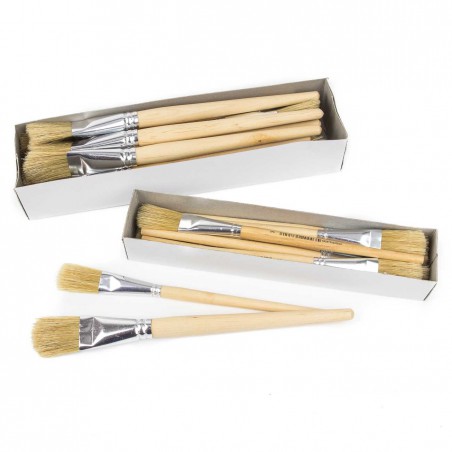 Brocha plana mango madera corto Nº 3 - Caja 12 uds