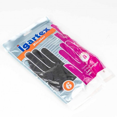 Guantes bicolor menaje rojo y negro igartex