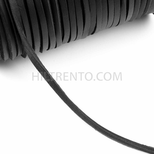 Cordón náutico cuero negro 3.5 mm - Carrete 200 mts