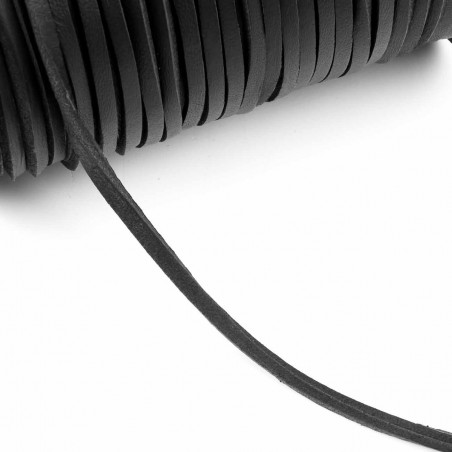 Cordón náutico cuero negro 3.5 mm - Carrete 200 mts