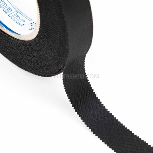 Cinta nylon festón refuerzo costuras negra 15mm x 50m