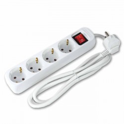 Regleta ladrón múltiple 4 enchufes con interruptor 3680v Cable 1.4 m
