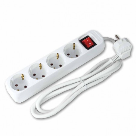 Regleta ladrón múltiple 4 enchufes con interruptor 3680v Cable 1.4 m