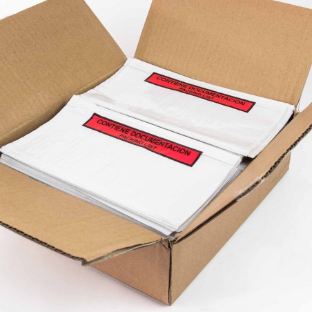 Sobre "contiene documentación" packing list adhesivo 240x140mm - Pack 1000 uds