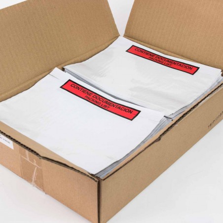 Sobre "contiene documentación" packing list adhesivo 240x180mm - Pack 1000 uds