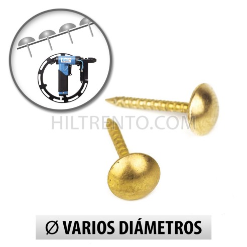 Tachuelas semiplanas latón brillo para máquina - Pack 1000 uds