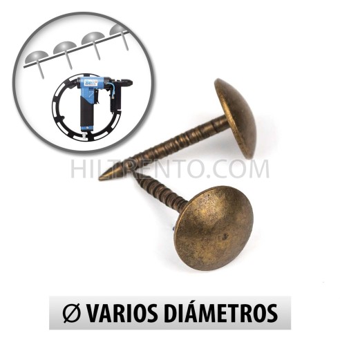 Tachuelas semiplanas latón viejo claro para máquina - Pack 1000 uds
