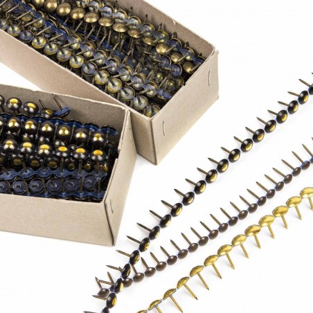 Tachuelas semiplanas latón viejo para máquina - Pack 1000 uds