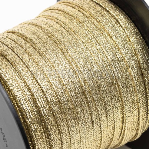 Cordón dorado metalizado brillante  6 mm - Rollo 100 mts