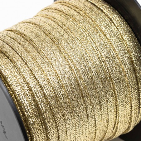 Cordón dorado metalizado brillante  6 mm - Rollo 100 mts