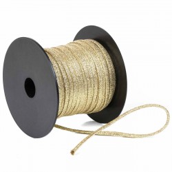 Cordón dorado metalizado brillante  6 mm - Rollo 100 mts