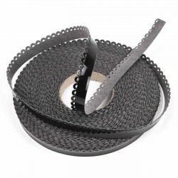 Ribete picado piel sintética negro 14 mm - 10 Metros