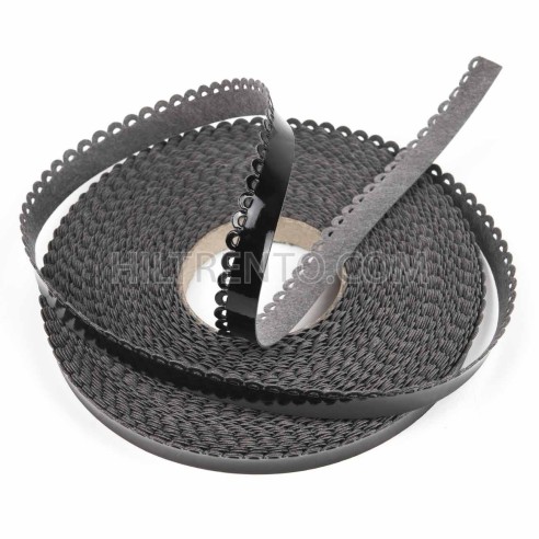 Ribete picado piel sintética negro 14 mm - 10 Metros