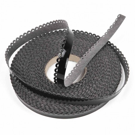Ribete picado piel sintética negro 14 mm - 10 Metros